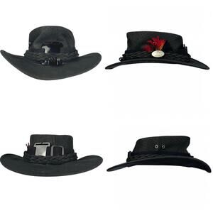 EUC - Aussie Chiller Soak Me Black Perforated Faux Suede Hat